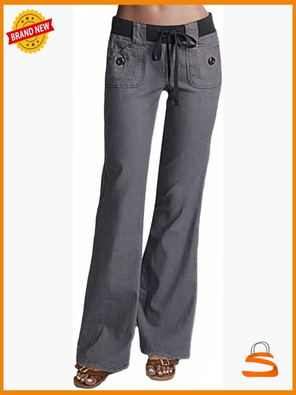 Low Rise Cargo Wide Leg Pants Drawstring Flap Pockets Y2K Casual
